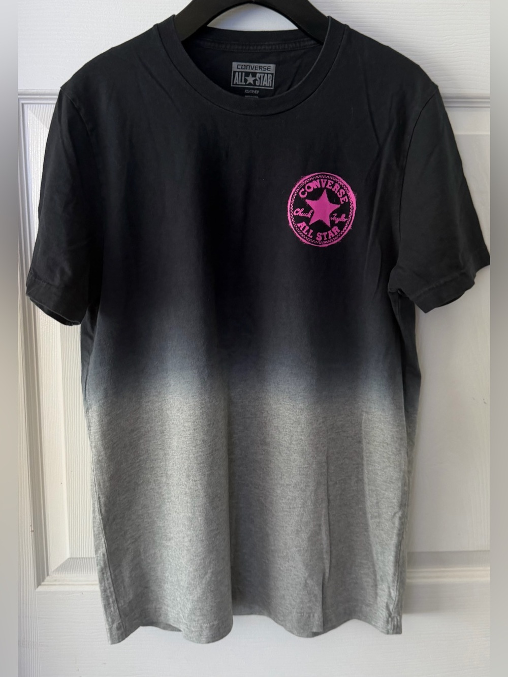 Converse Black-to-Gray Ombre Tee with Pink All Star Logo